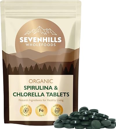 Sevenhills Wholefoods Organic Chlorella & Spirulina Tablets 500mg 360