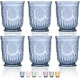 Yungala Blue Glassware set of 6 small dishwasher safe colored glasses, Blue glass cups, matching highball and wine glasses available