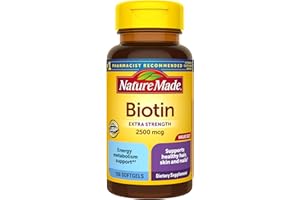 Nature Made Biotin 2500 mcg Extra Strength, Biotin Supplements Support Healthy Hair Skin & Nails, 150 Softgels, 150 Day Supply