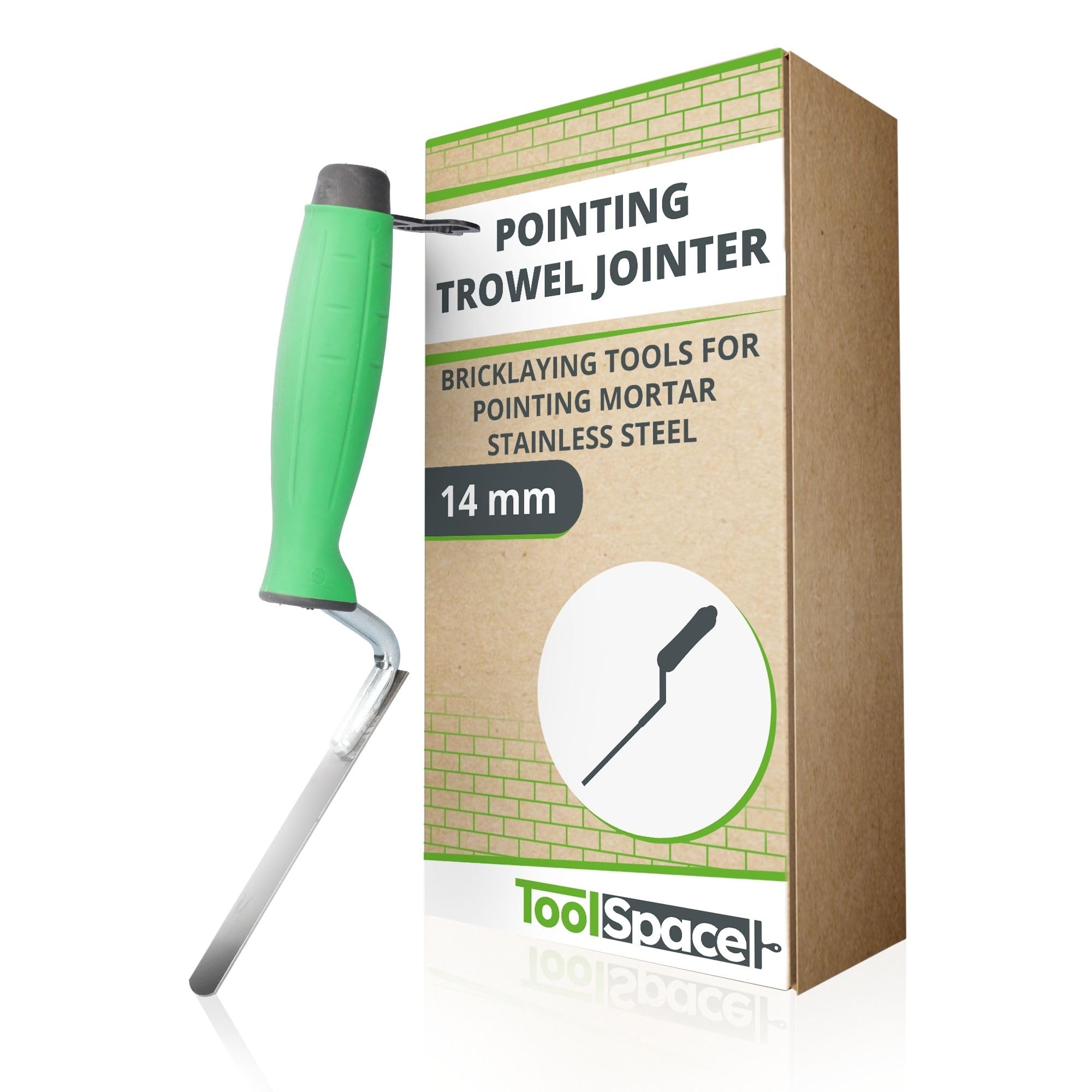 ToolSpace | Jointing trowel 14 mm - Stainless steel trowel for joints and mortar, Ergonomic handle, For renovation and masonry work, For construction, renovation, repairs