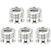 PATIKIL 1/4" Female to 3/8" Male Convert Screws Adapter, 5 Pcs Tripod Thread Adapter Mount for Camera Monopod Video DSLR SLR Mic Stand, Silver