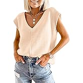 IDEALSANXUN Womens Cap Sleeve Sweater Vest Spring Summer Cute Sleeveless Knit Tops