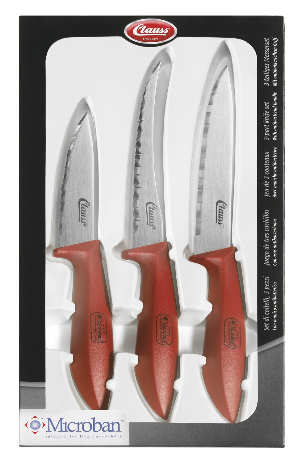 Clauss Microban Knife Kit - Red (Pack of 3)