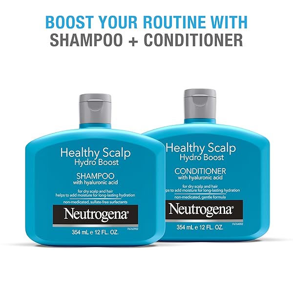 NEUTROGENA MOISTURIZING HEALTHY SCALP HYDRO BOOST CONDITIONER FOR DRY HAIR AND SCALP, WITH HYDRATING HYALURONIC ACID, PH-BALANCED, PARABEN & PHTHALATE-FREE, COLOR-SAFE, 12 FL OZ