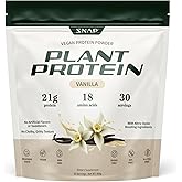 Snap Supplements Organic Plant Based Vegan Protein Powder Nitric Oxide Boosting Protein Powder, Vanilla Bean, BCAA Amino Acid for Muscle Growth, Performance & Recovery - 30 Servings (Vanilla)