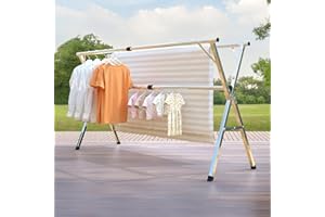 KitchLife Upgraded Thickened Clothes Drying Rack - 79 Inches 201 Stainless Steel Adjustable Foldable Laundry Rack with Socks 