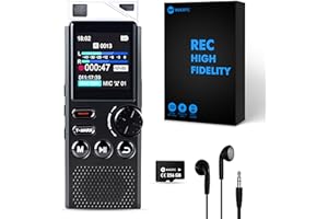 Professional 264GB WUCOTC Digital Voice Recorder - Voice Activated Recorder for Lectures Meetings - 18000 Hours Recording Device with Playback, MP3 Player, Password Protection, Variable Speed, Black