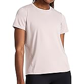 Reebok Womens Small Logo Short Sleeve Crewneck T-Shirt, Lightweight, Moisture Wicking