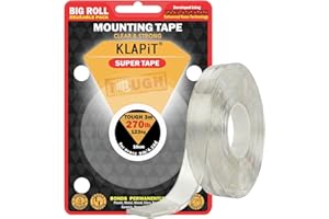 KLAPiT Super Tape 3m (9.8ft) – Clear Double Sided Heavy Duty Adhesive, Enhanced Nano Technology Waterproof Mounting Tape – Ho