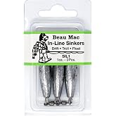 Beau Mac in-Line Sinker | SIL | Precision Weighted Drift Fishing Sinker | For River, Stream, &amp; Float Fishing | Durable | Ideal for Steelhead, Salmon &amp; Trout