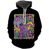 Hisayhe Mens Mushroom Graphic Hoodie Hippie Long Leeve Hooded Sweatshirt