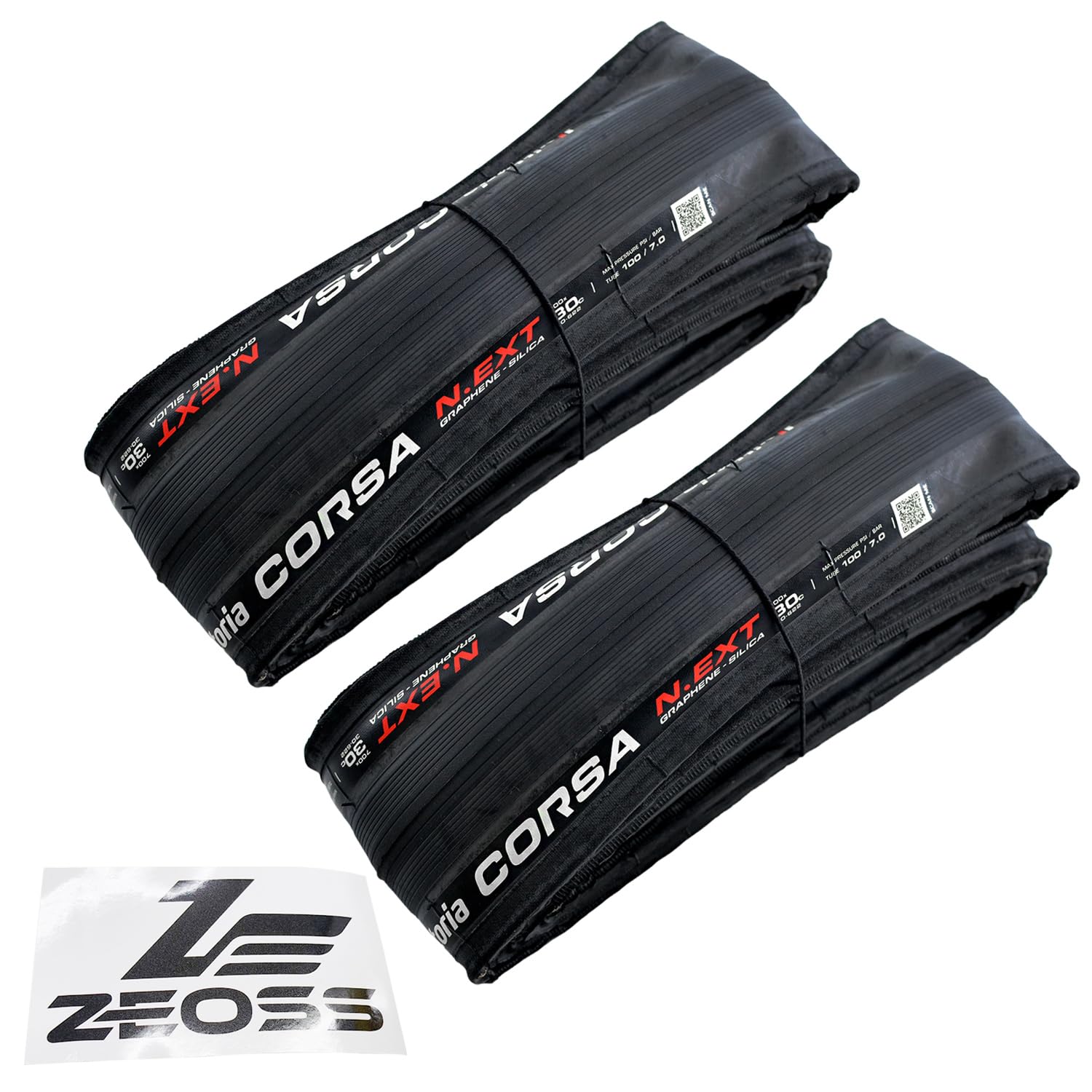 Vittoria Corsa N.EXT G2.0 Folding Tire Clincher 700x30C Black with ZEOSS sticker, VT3123-ZEO