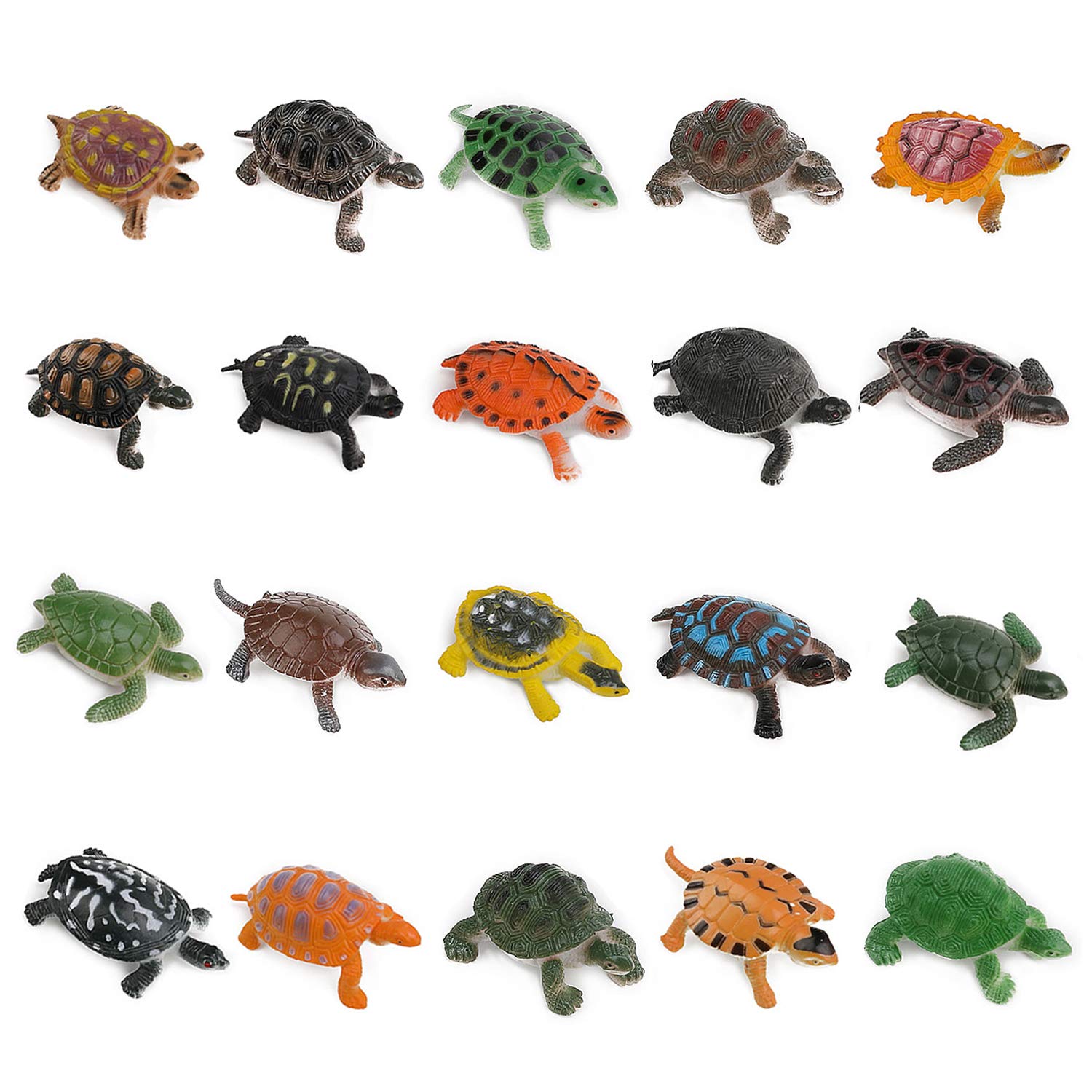 OOTSR 20pcs Turtle Figurines Toys, Realistic Sea Turtle Assorted Mini Plastic Tortoises for Party Favor Decoration/Bathtub Bath Pool Toy/Pet Turtle Collection/Gift & Rewards