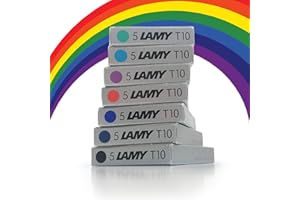 Lamy T10 Assorted Colour Pack Fountain Pen Ink Cartridges Refills Spare Replacement For All Lamy Fountian Pens (1 Pack Of Each Colour - 7 Packs - 35 Cartridges - Black, Red, Washable Blue, Green, Purp