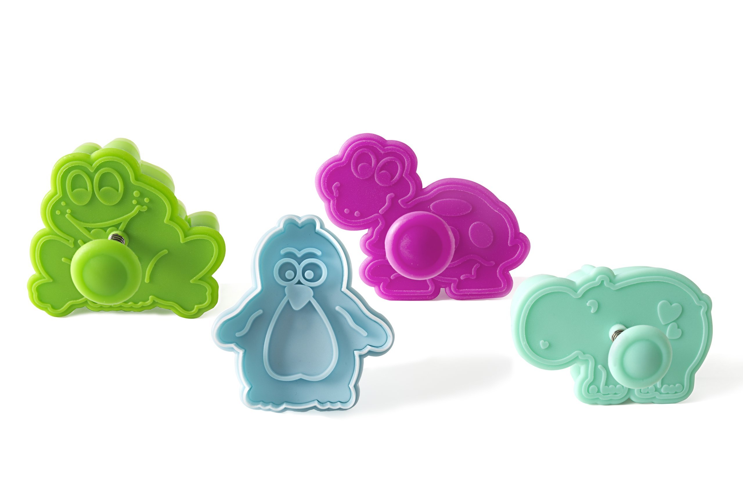 Silikomart Cookie Cutters with Spring Ejection Feature, Mini, Funny Animals, Set of 4