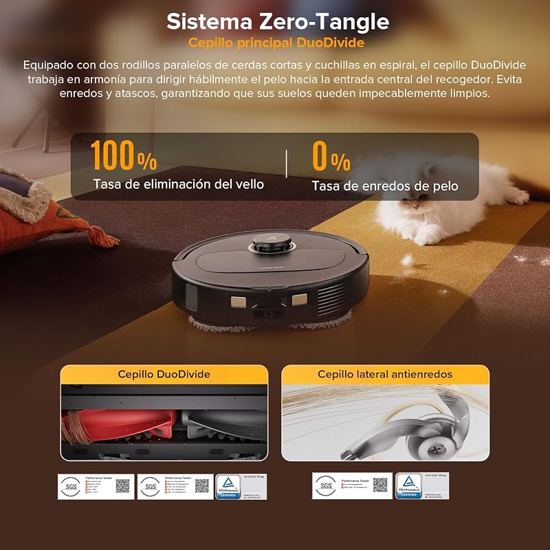 Aspirador Robô Qrevo S5V 12.000Pa Sucção, Escova Anti-Emaranhado Dupla, Prevenção Inteligente de Obstáculos, Mopa Rotativa Dupla Levantável, Auto-Esvaziamento e Recarga, Preto