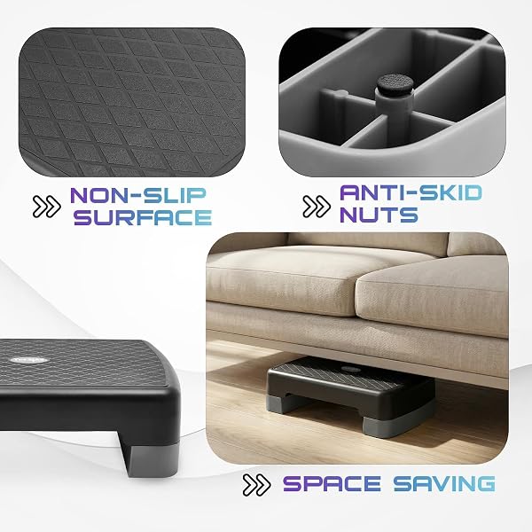 YES4ALL AEROBIC EXERCISE STEP PLATFORM WITH ADJUSTABLE RISERS FOR HOME GYM FITNESS WORKOUT