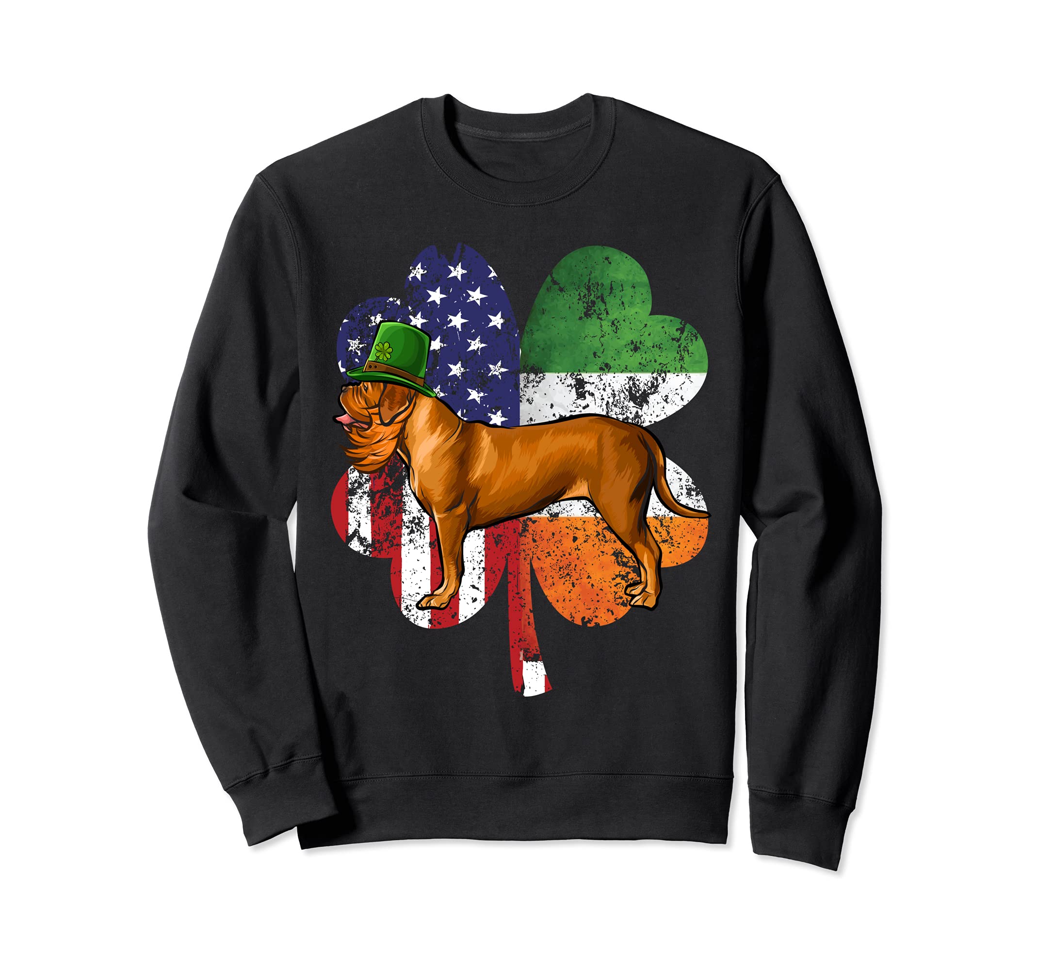 St Patricks Day Irish American Flag Dogues de Bordeaux Dog Sweatshirt