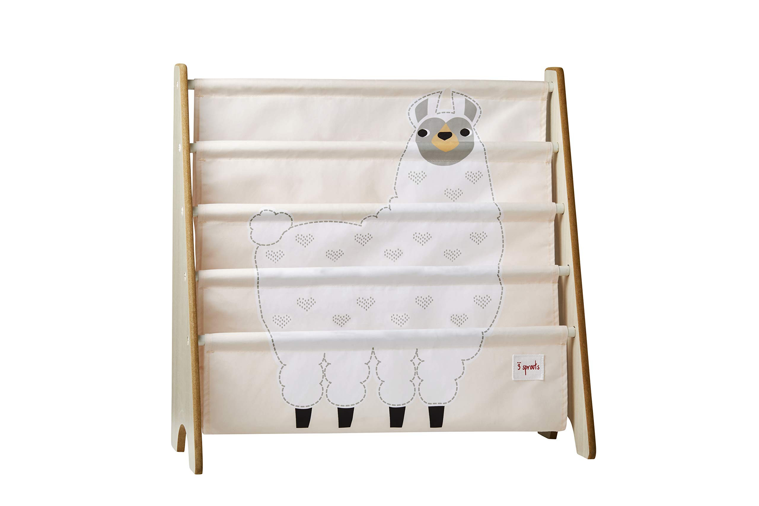 3 Sprouts Children's Book Rack - Space-Saving Kids Bookshelf and Bookcase - Perfect for Children's Room and Nursery Storage, Llama