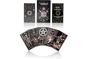WJPC Rose Gold Foil Tarot Card Decks Set with Guidebook&Gift Box for Beginner& Expert. Fortune Telling Game Cards for Tarot Decks.