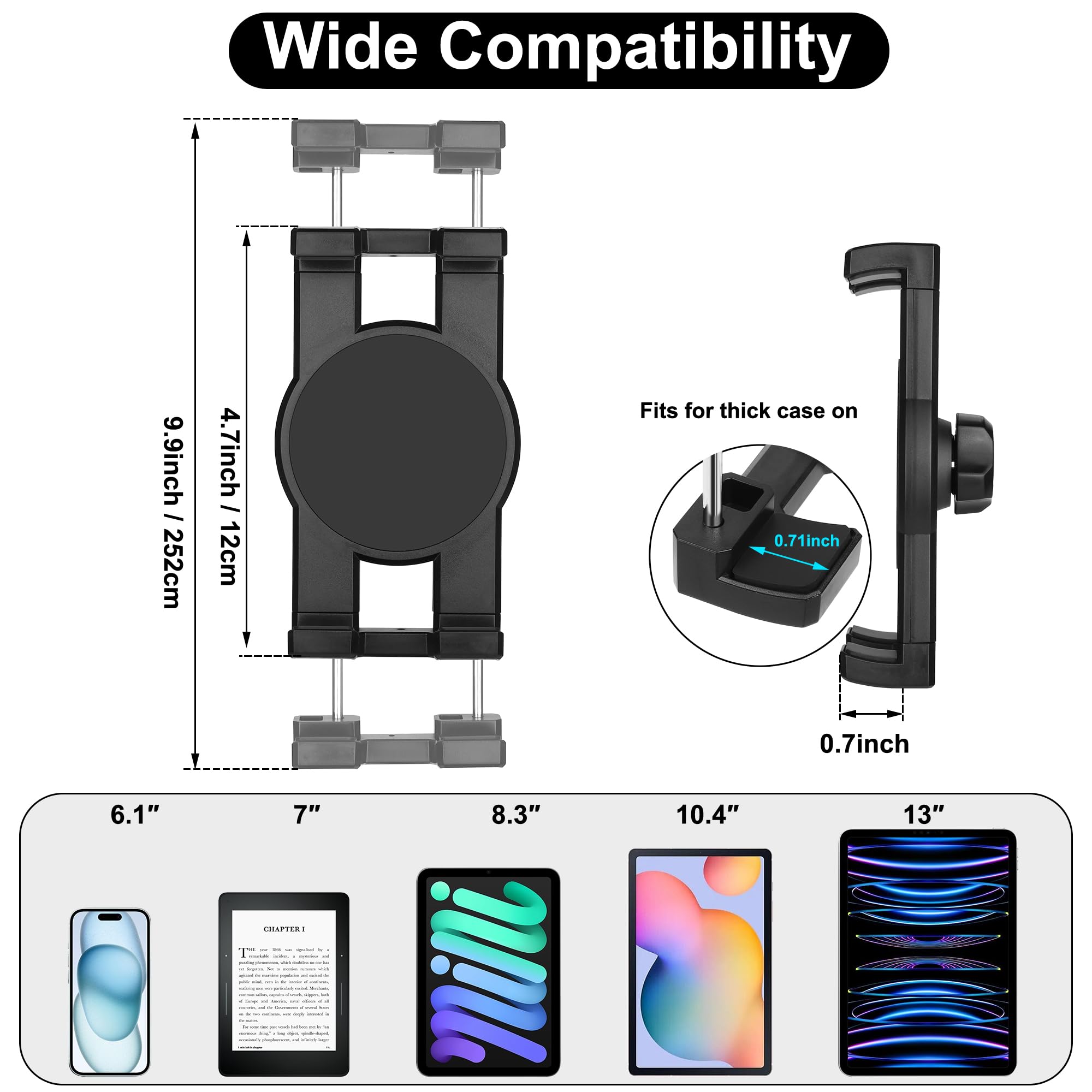 Peastrex Cup Holder Tablet Mount, Ipad Cup Holder Car Mount with Adjustable Arm for Tablet iPhone 3-13in iPad Pro Air Mini, Fire, iPhone 15, Galaxy S24 Z Fold 5