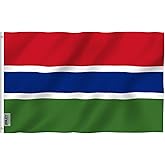 Anley Fly Breeze 3x5 Feet Gambia Flag - Vivid Color and Fade Proof - Canvas Header and Double Stitched - Gambian Flags Polyester with Brass Grommets 3 X 5 Ft