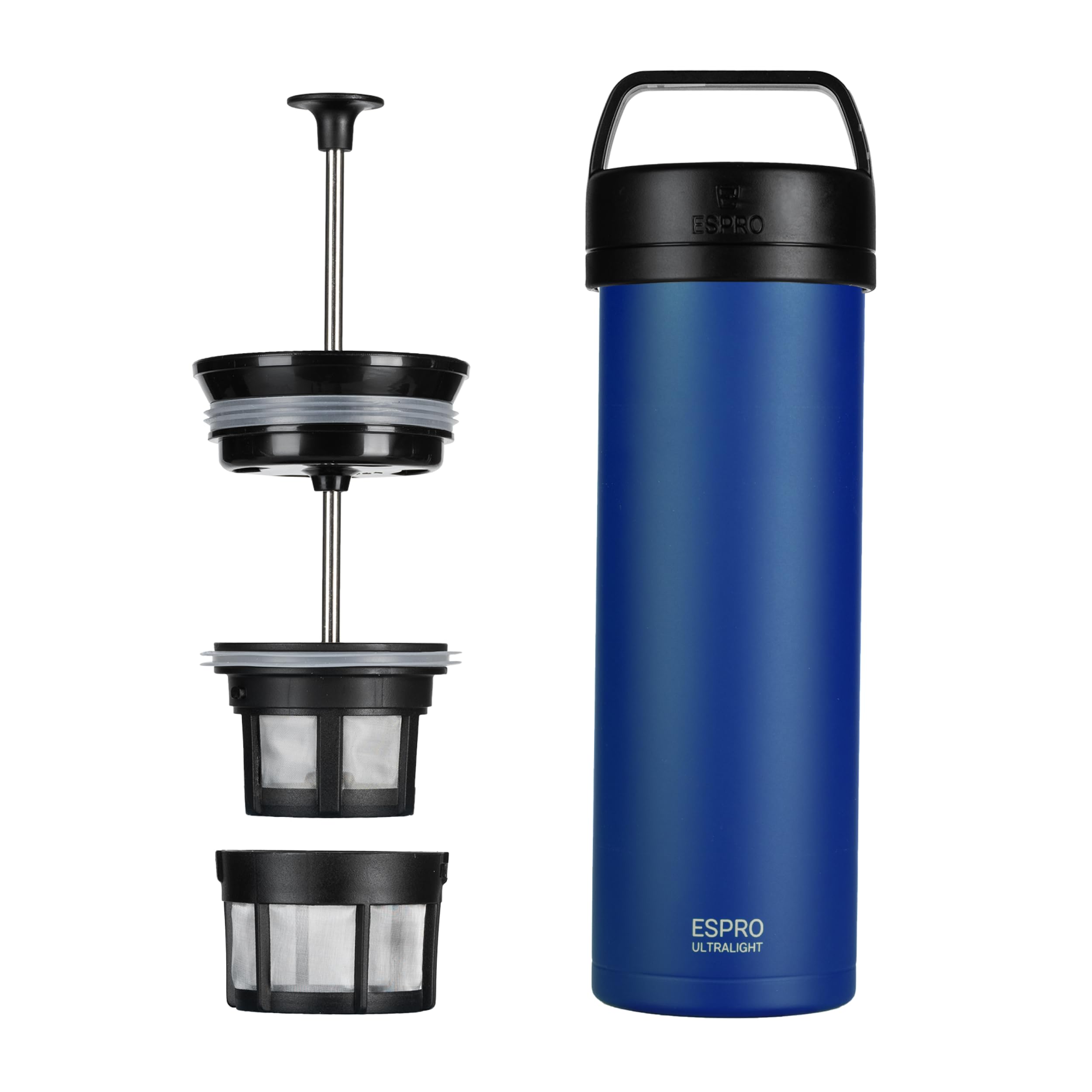 Espro Travel French Press Ultralight Mini Coffee Maker with Thermal Function, 475 ml, Blue