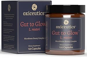 Oxiceutics Gut to Glow l reuteri probiotics by Author Dr. William Davis. Supports Gut-Skin-Axis with Marine Collagen & Hyaluronic Acid -Dr. formulated probiotics for Women
