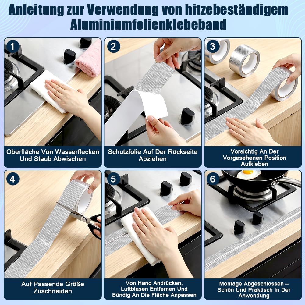 2 Rollen Hitzeschutzband Auspuff Selbstklebend 10m X 5cm mit 15 Stück Edelstahlkabelbinder, Aluminium Klebeband Hitzebeständig , Auspuffband Auspuffbandage Reparaturset für Auto Motorrad Krümmer 7