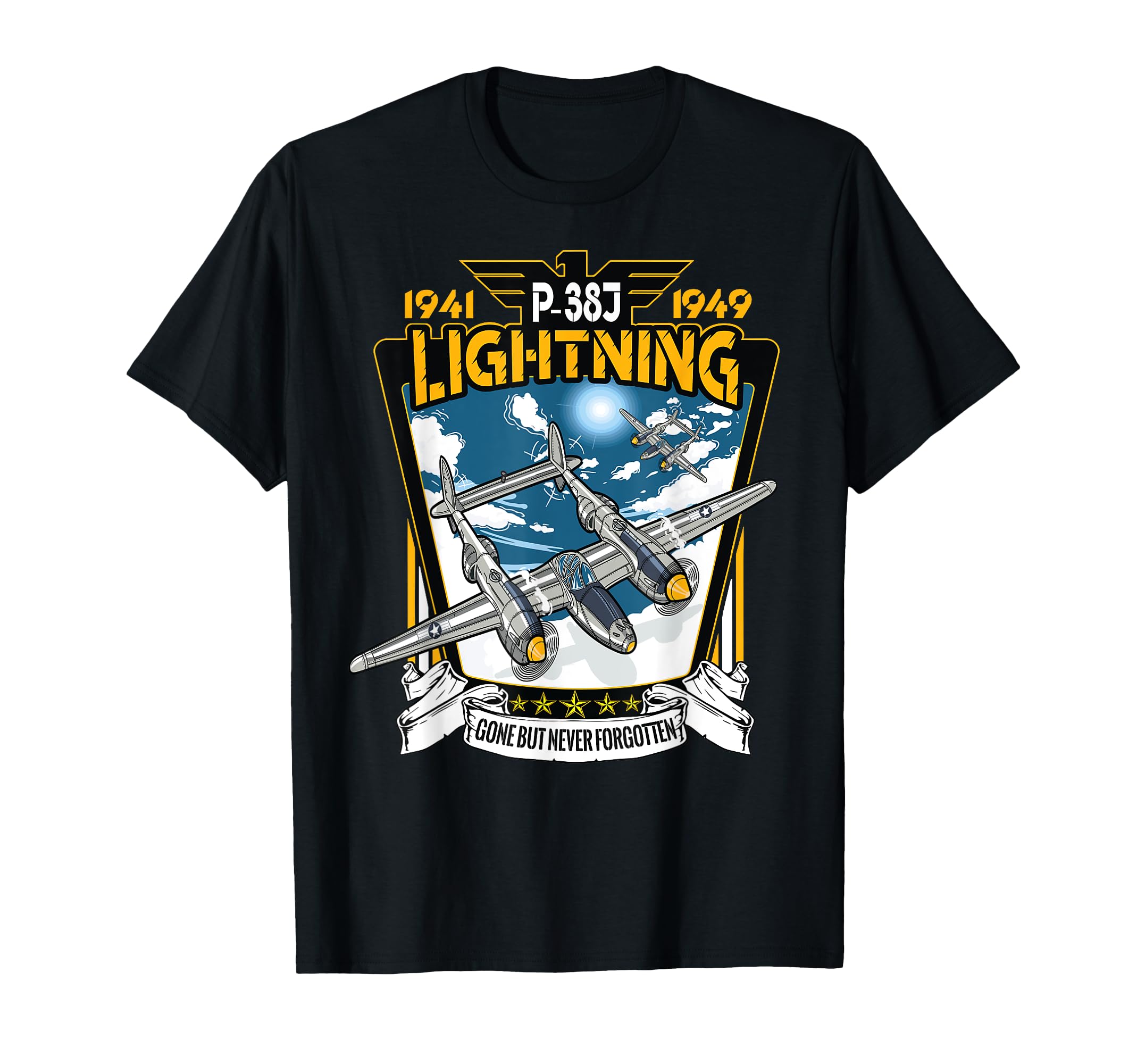 World War 2 American P-38 Lightning Fighter Airplane T-Shirt