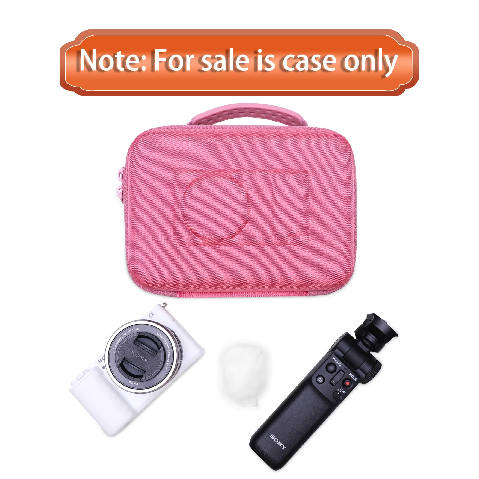 Camera Case Compatible with Sony Alpha ZV-E10 / ZV-1F / ZV-1 / ZV-1 II Vlog Camera with Shoulder Strap by LTGEM, Fits Vlogger Accessory Kit Tripod and Microphone, Magenta+Pink