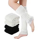 Shihanee 2 Pairs Women's Fleece Lined Leg Warmers Winter Extra Elastic Thicken Thermal Knit Long Boot Socks for Cold Weather