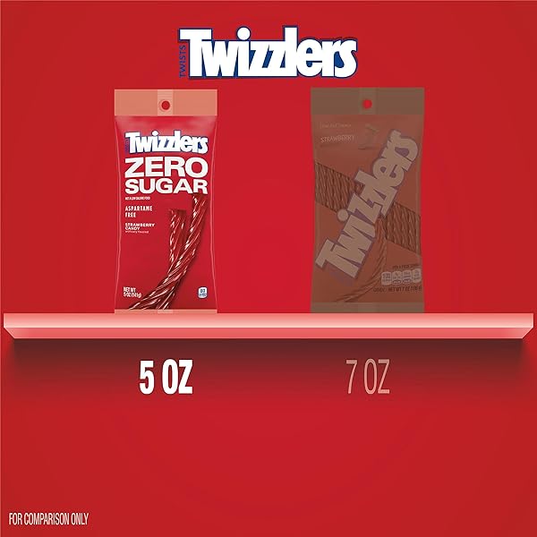 TWIZZLERS ZERO SUGAR TWISTS STRAWBERRY FLAVORED LICORICE STYLE, CANDY BAG, 5 OZ