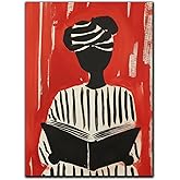 Black Man Wall Art Canvas Black Stripes Abstract Art African American Woman Canvas Painting Posters Minimalist African American Woman poster for Modern Home Living Room Decor 16x24inch UNFRAMED