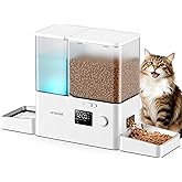 oneisall Automatic Cat Feeder and Water Dispenser, 36Cups/8.5L | 2-in-1 Auto Cat Feeder&amp;Gravity Water Dispenser, Large Capacity, Timed Cat Feeder for Dry Food, for Indoor Cats, Kittens, Pets