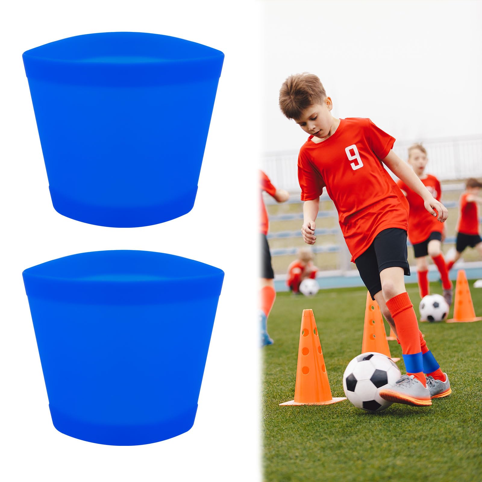 Soccer Leg Bands, Soft Silicone Soccer Shin Guard Straps to Hold Shin Guards And Soccer Sock in Place Shin Pads Holders Shin Guard Sleeves for Adults And Older Children (Blue)