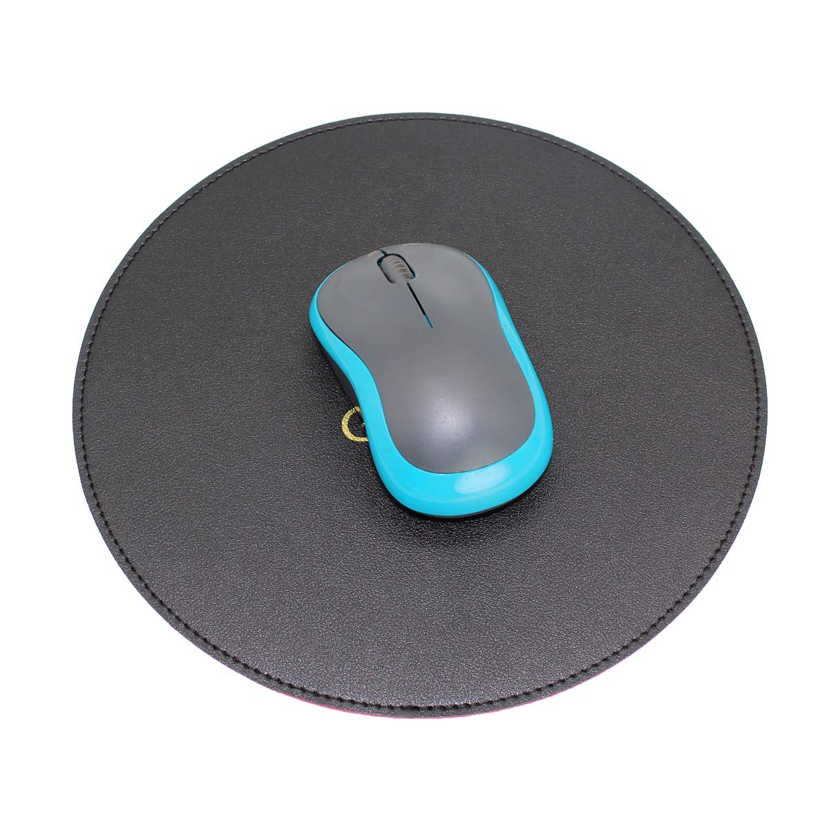 GUBEE Round Mouse Pad 220x220x2mm, PU Leather Gaming Mouse Mat,Waterproof Non-Slip PU Smooth Mouse Pad Design for Office,Home and Travel (Black/Red)