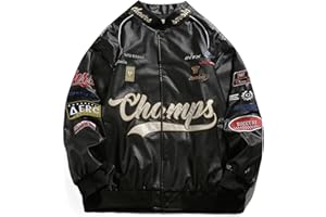 Aelfric Eden Faux Leather Racing Jacket Oversized Motorcycle Biker Racer Jackets Streetwear Unisex