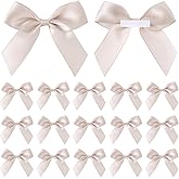 Mxxipp 15pcs Mini Gift Wrap Bows, Self-Adhesive Small Satin Ribbon Crafts Bow, Premade Tiny Bowknot for Christmas Wedding Birthday Party Decoration Flowers Cookies Gift Wrapping- Light Pink