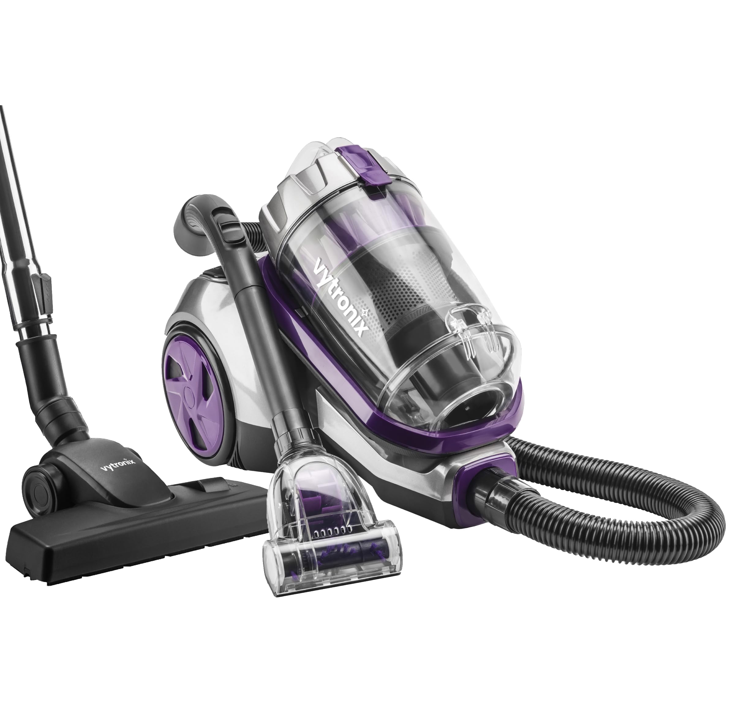 VYTRONIX PET01 Animal Bagless Cylinder Vacuum Cleaner, 800w High Power Motor for Pets, 3 Litre Capacity, 6m Power Cord, 4 stage HEPA filter for Dust, Dirt and Allergens, Turbo tool for Pet Hair