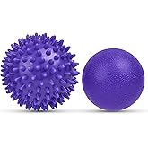 URAQT Spiky Massage Ball Set, 2 Pack Physical Therapy Massage Balls, Hard Lacrosse Ball & Spiky Massage Ball for Myofascial Release and Trigger Point Deep Tissue Massage (Purple)