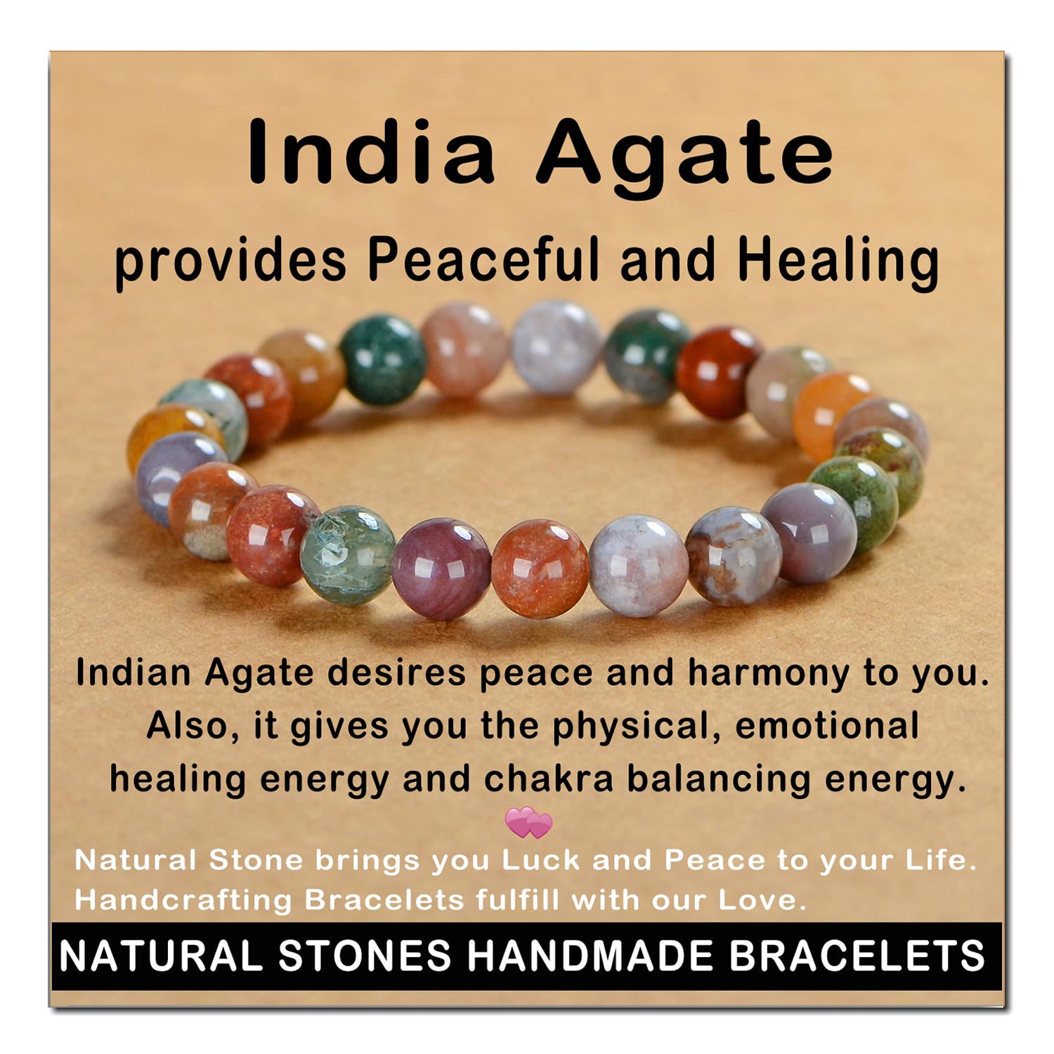 AD Beads Handmade Gemstone Stretch Elastic Bracelet