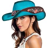 Cowboy Hats for Women Black Cowgirl Hats Classic Woven Embroidered Straw Western Hats for Women Music Festival Party Beach