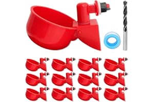 12 Pack Chicken Waterer, Automatic Chicken Water Feeder, DIY Chicken Water Cups with Drill Bit & Tape