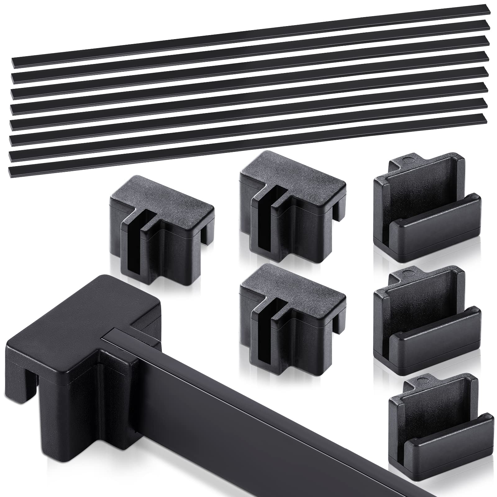 Photo 1 of 24 Pcs Hanging File Rail and Clip Set 16 Aluminum Hanging File Clips 8 PVC Cabinet Rails Drawer Support Black Rail Pins for Home Office Storage to Keep Folder Neat and Organized(Plastic)