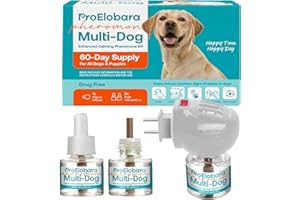 PROELOBARA Dog Calming Pheromone Diffuser Anti-Anxiety: Dog Calming - Dog Calming Diffuser - Dog Anxiety Relief - Dog Anxiety - Calming for Dogs - Dog Calm - 1 Diffuser & 2 Pheromone Refills - 60 Day Supply
