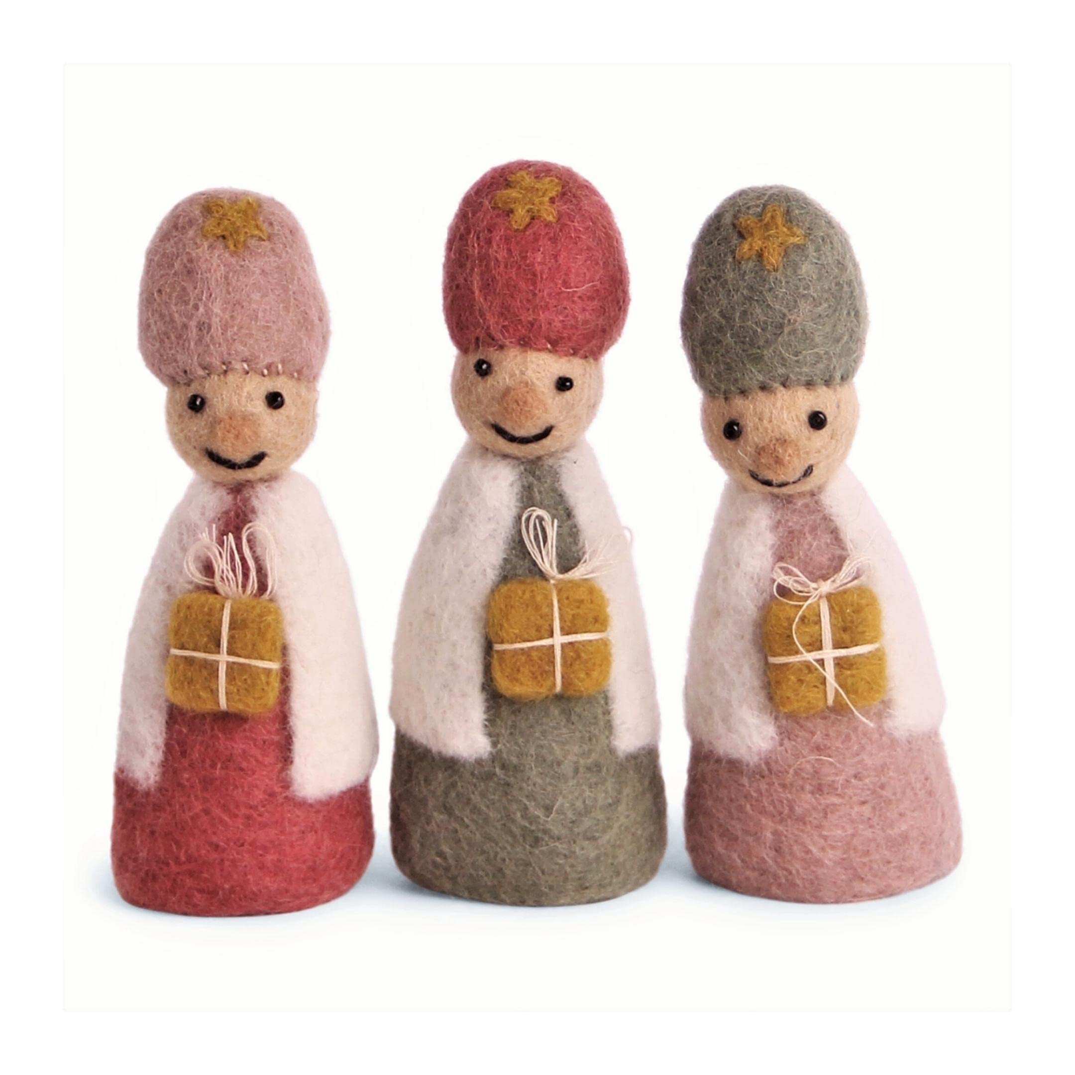 Én Gry & Sif Holy Three Kings Felt Nativity Figures Hand Made Fair Trade Nursery Decoration Special Nativity Scene 10cm Tall