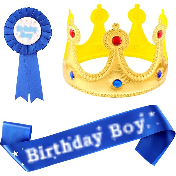CIEHER Birthday Crown & Sash Set With Pearl Pin - Birthday Gifts & Decorations For Women