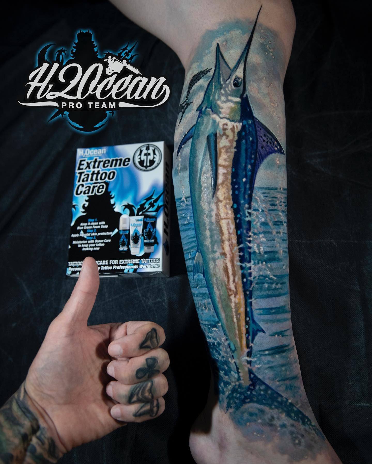 H2Ocean Blue Green Foam Soap - Foam Antibacterial Aftercare - Tattoo Care with Aloe Vera - Travel-Size Tattoo Moisturizer Soap - 1.7 oz