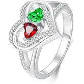 Zoeniya Birthstone Rings Heart Rings Engagement Wedding Promise Ring Anniversary Christmas Valentine Mothers Day Birthday Gifts for Women Wife Her Girlfriend